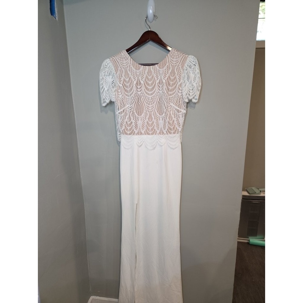 Dress The Population White Lace Maxi‎ Gown Dress Small Wedding Bridal Event